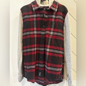 Hollister flannel jacket with hood size medium
